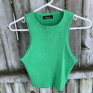 Olivaceous Green Ribbed Tank Top